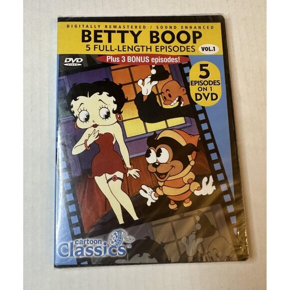 BRAND NEW SEALED Betty Boop -5 Full Length Episodes, Vol. 1 - w/3 bonus Episodes - Picture 1 of 2